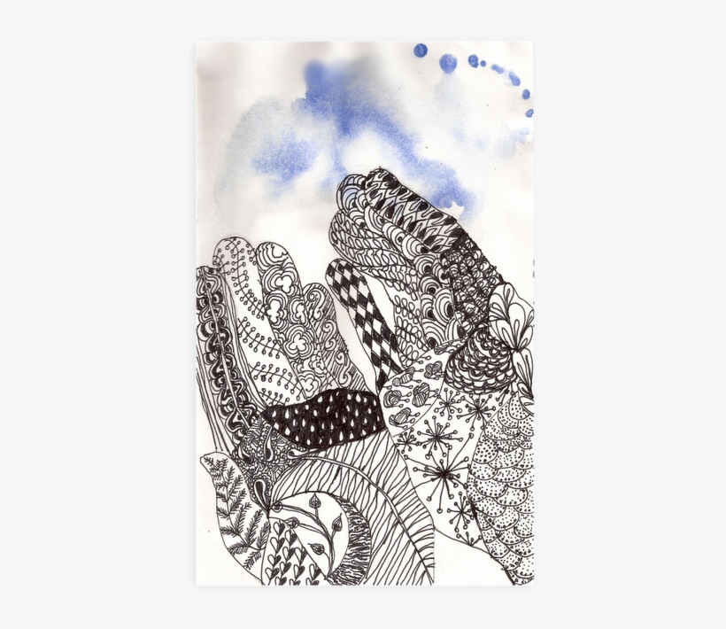 Zentangle Hands Like The Watercolor Mix = J - Drawing, transparent png