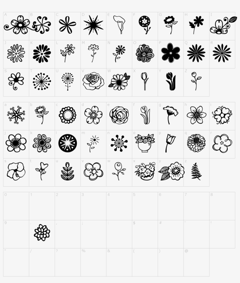 Font Characters Characters Janda Flower Doodles Font - Flower Doodles, transparent png