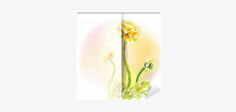 Flower Frame Background, Watercolor Wall Mural • Pixers® - Drawing, transparent png