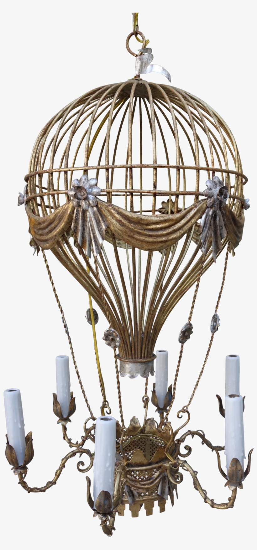 Gold And Silver Gilt Metal Balloon Chandelier On Decaso - Melissa Levinson Antiques Italian Gilt Metal Balloon, transparent png