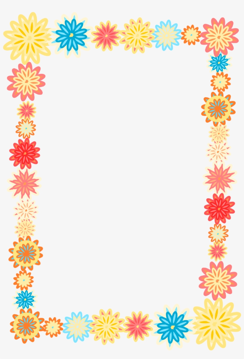 Free Digital Scrapbooking Flower Frame - Colorful Flower Frames, transparent png
