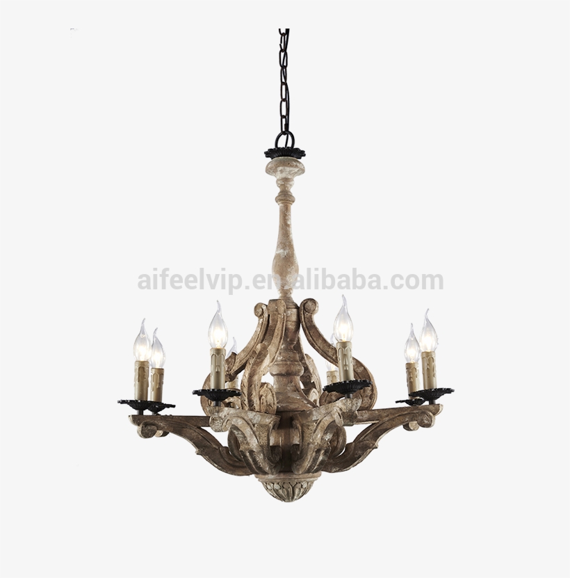 High Quality Big Vintage Wooden Hanging Chandelier - Chandelier, transparent png