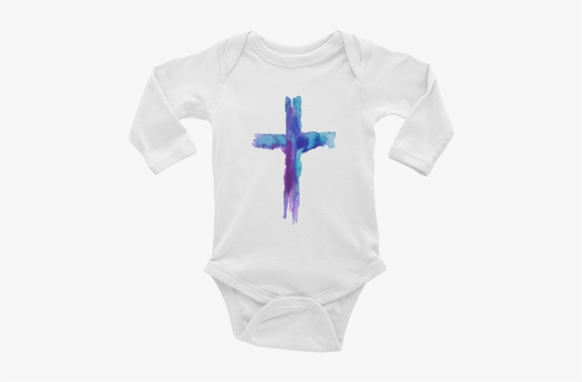 Watercolor Cross Infant Long Sleeve Bodysuit - New Flower Girl Floral Long Sleeve Onesie Petal Pusher, transparent png