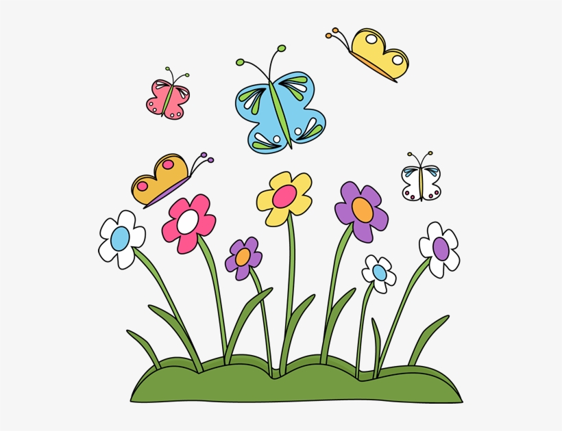 Spring Flowers And Butterflies Clip Art - Clipart Of Spring Season, transparent png