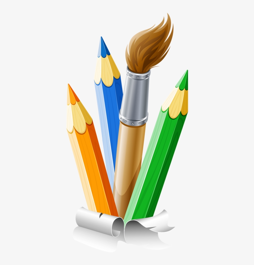 Pencils And Paint Brush Clip Art School Paintbrush And Pencil Clip