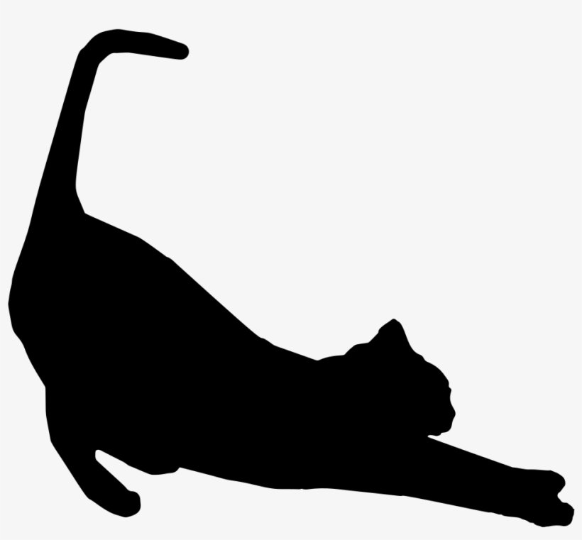 Stretching Cat Silhouette - Cat Siluet, transparent png