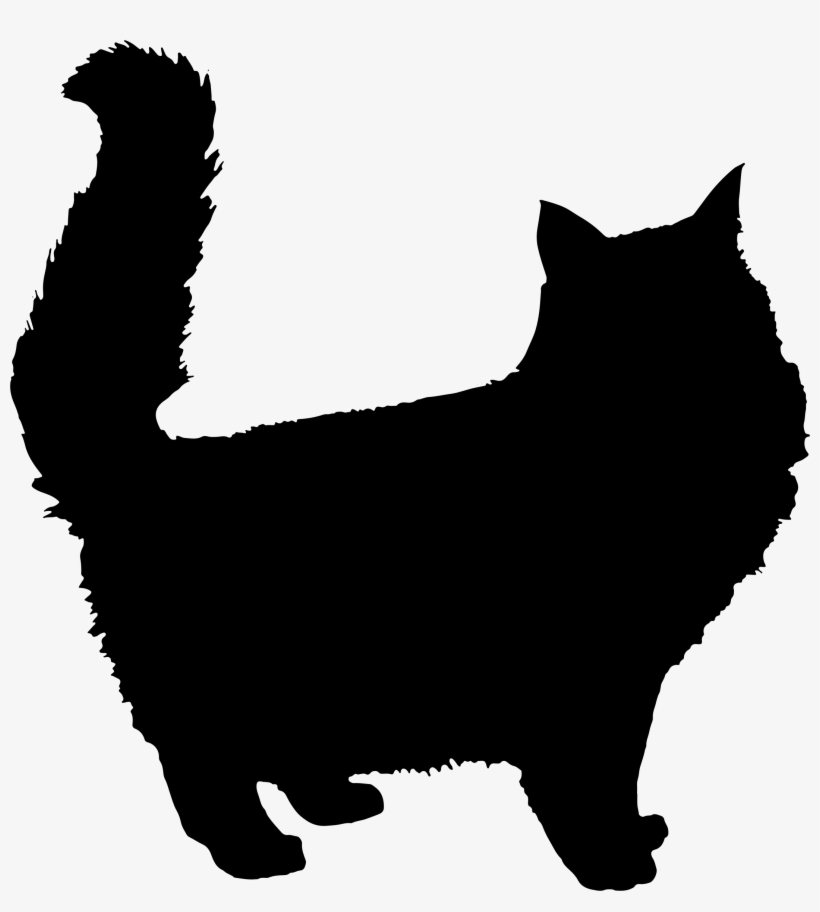 White Cat Silhouette At Getdrawings - Fluffy Cat Silhouette, transparent png