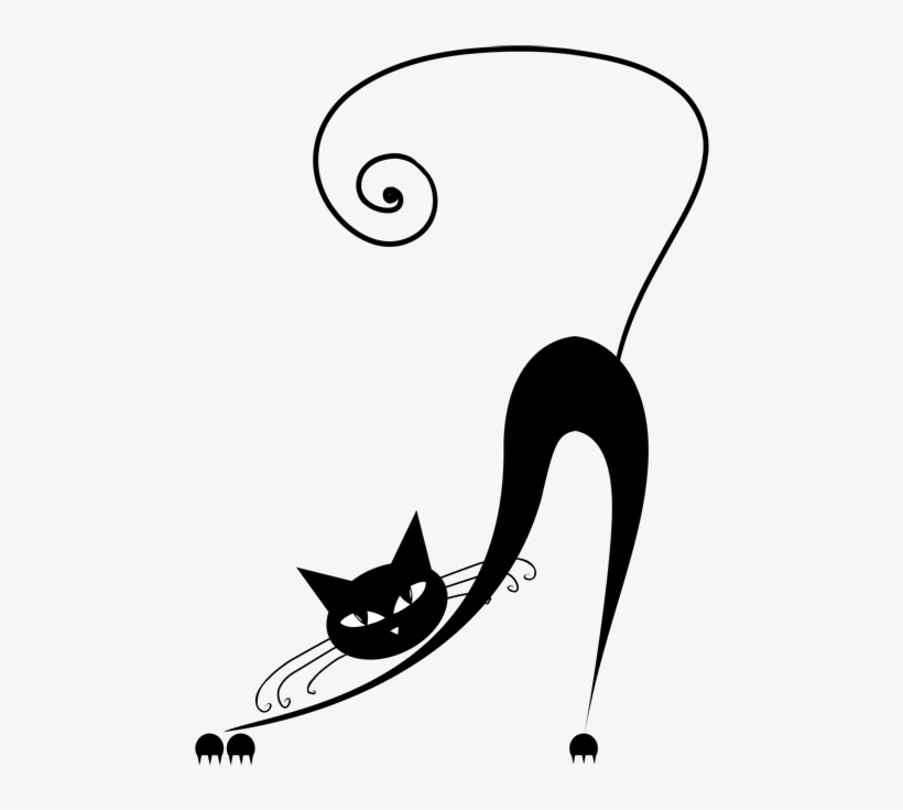 Abstract Cat Silhouette - Black Cat Silhouette, transparent png