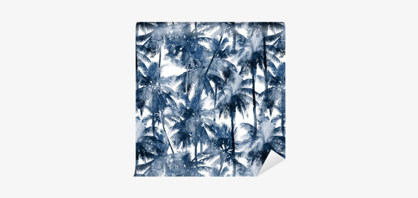 Tropical Watercolor Pattern - Papier Peint Noir Et Blanc Palmier, transparent png