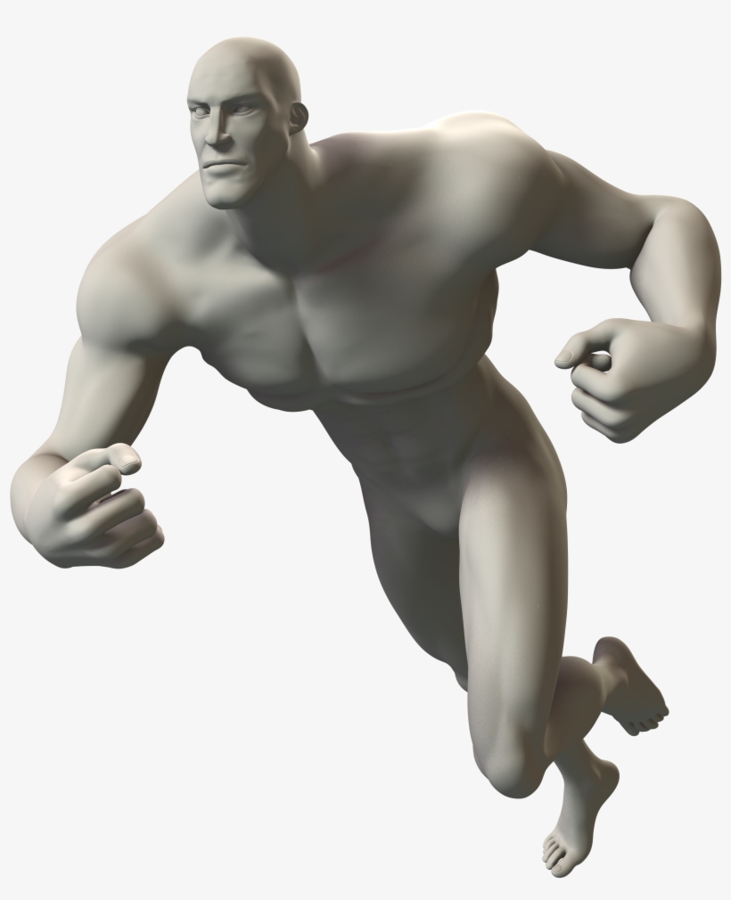 3d Sketch Of A Superhero In A Charging Pose - Barechested, transparent png