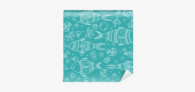Seamless Pattern With Doodle Sea Elements - Illustration, transparent png