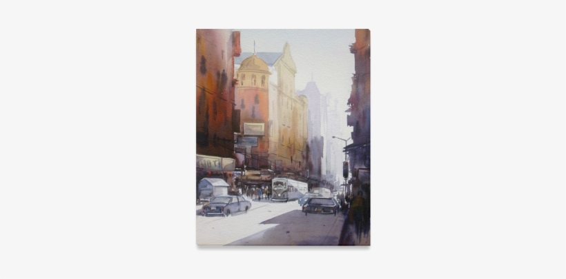 City At Early Morning-watercolor On Paper Painting - Painting, transparent png