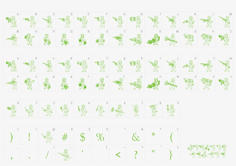 Font Pip Boy Weapons Dingbats Preview - Ny Maya, transparent png