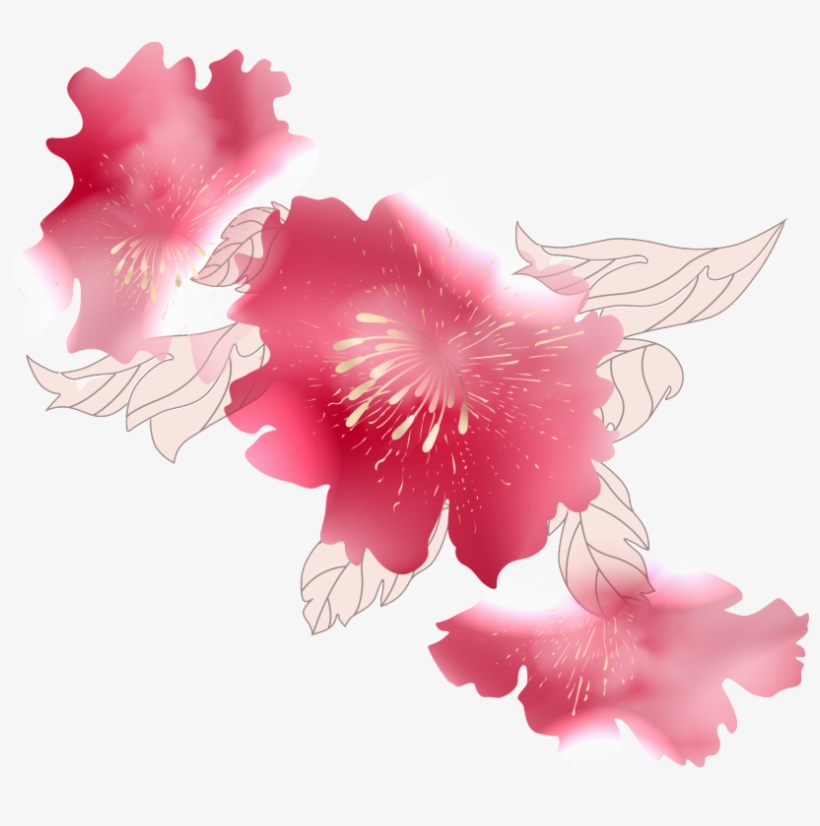 Hand Painted Ink Flower Decoration Vector, transparent png