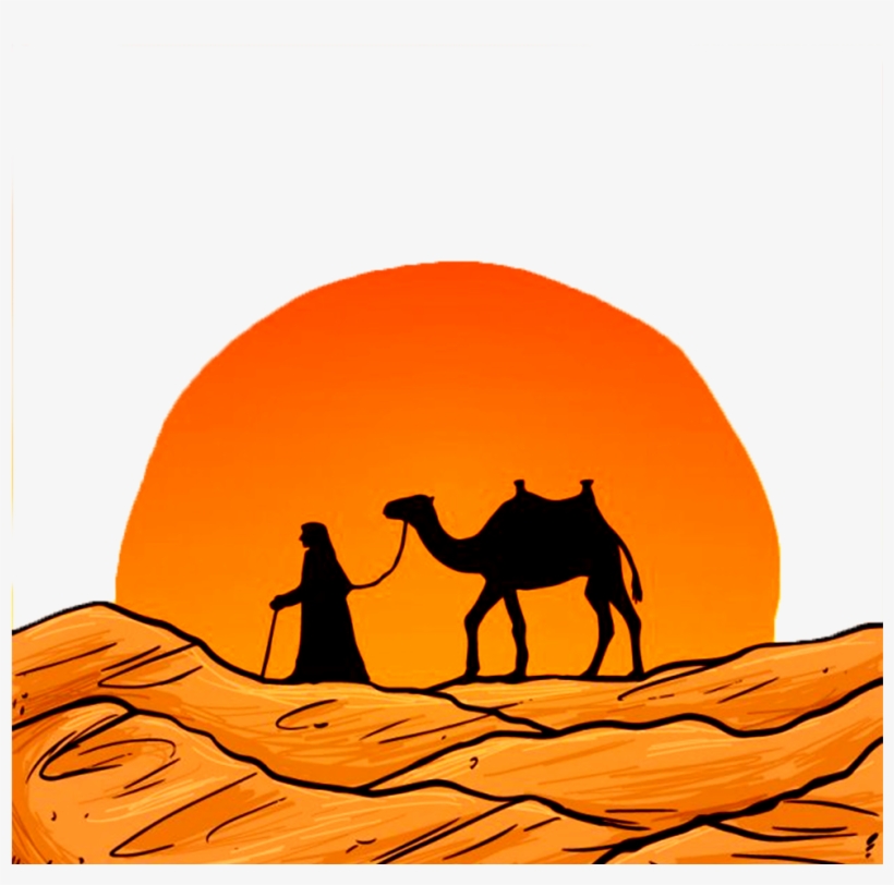 Camel Oasis Silhouette With Hand Handpainted Transprent - رسم جمل في الصحراء, transparent png