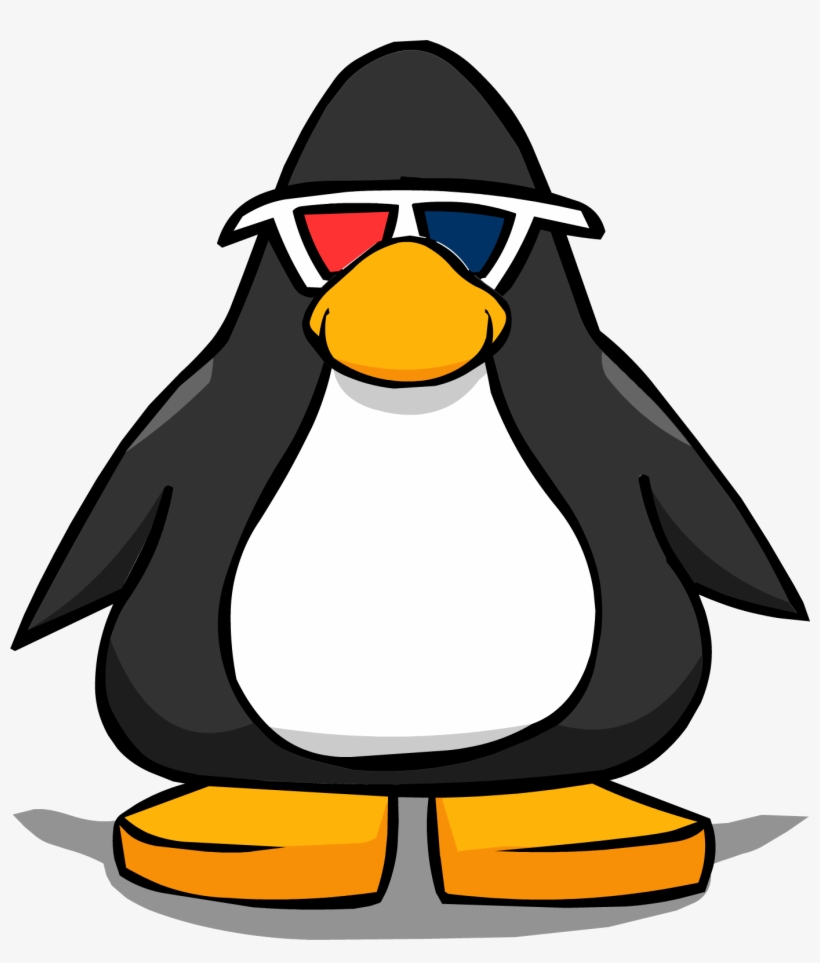 3d Glasses On A Player Card - Club Penguin Black Penguin, transparent png