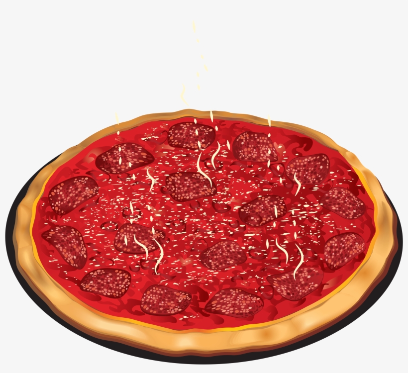 Pizza With Tomato And Salami Png Clipart, transparent png
