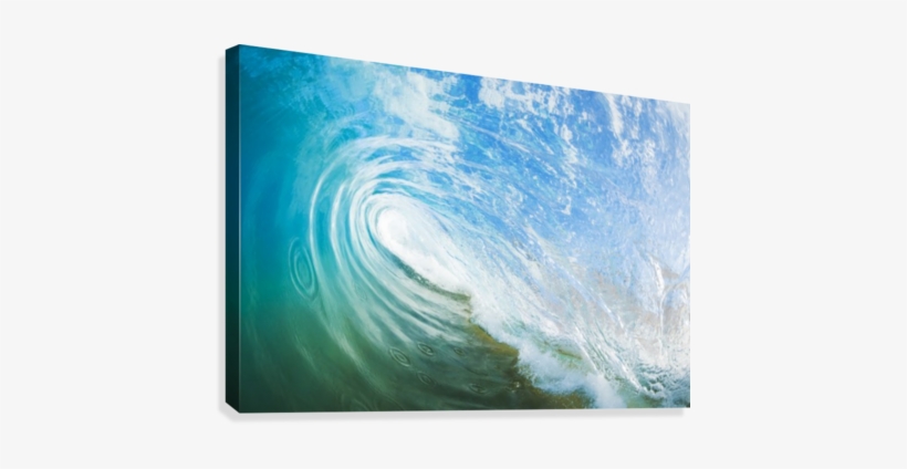 Blue Ocean Wave, View Inside The Wave Canvas Print - Ocean Picture Inside Photo Frame, transparent png