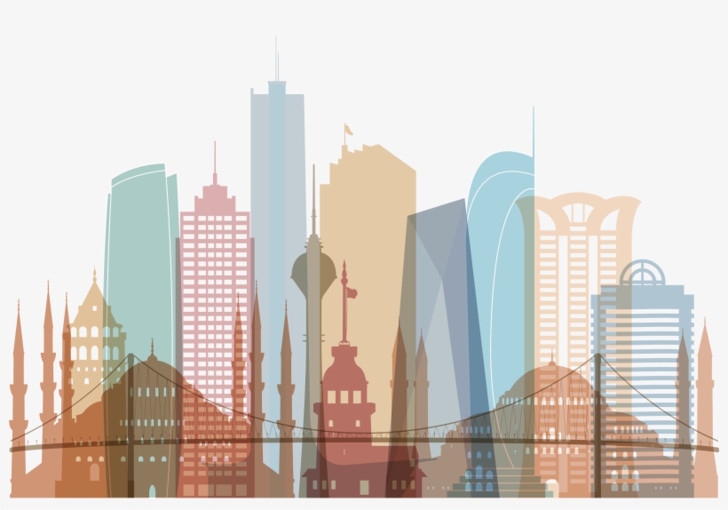 Jpg Black And White Istanbul Royalty - Colorful Buildings Drawings Png, transparent png