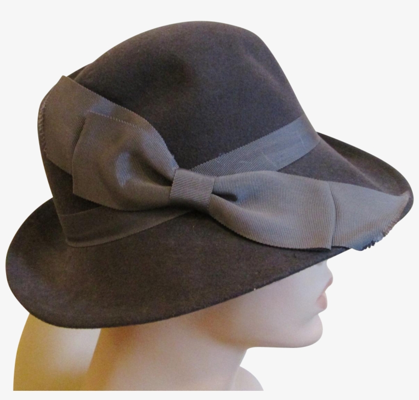 Womens Grey Fedora Hat Vintage 1960s George W - Felt, transparent png