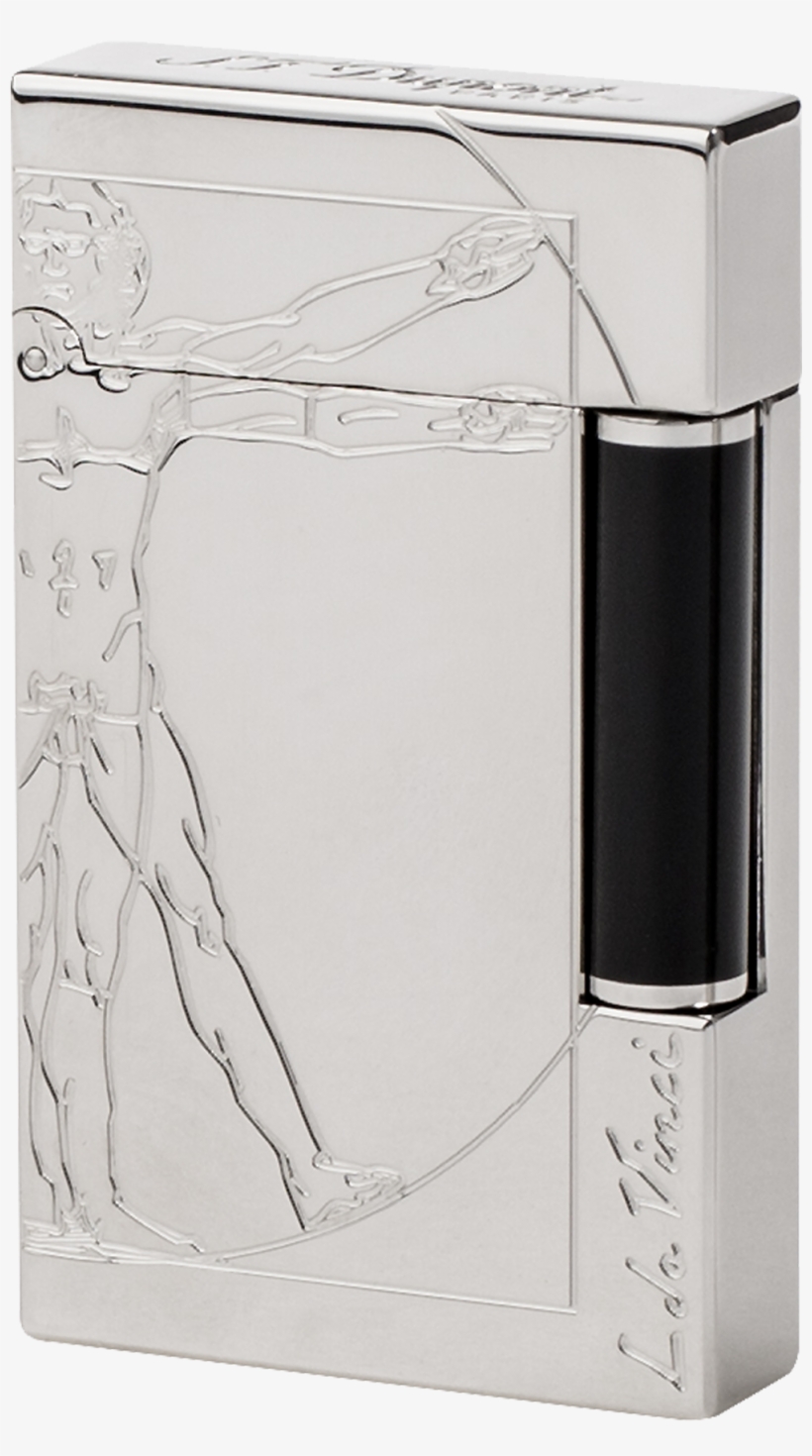 Hover To Zoom - S.t. Dupont Line 2 Vitruvian Man Lighter, Silver, transparent png