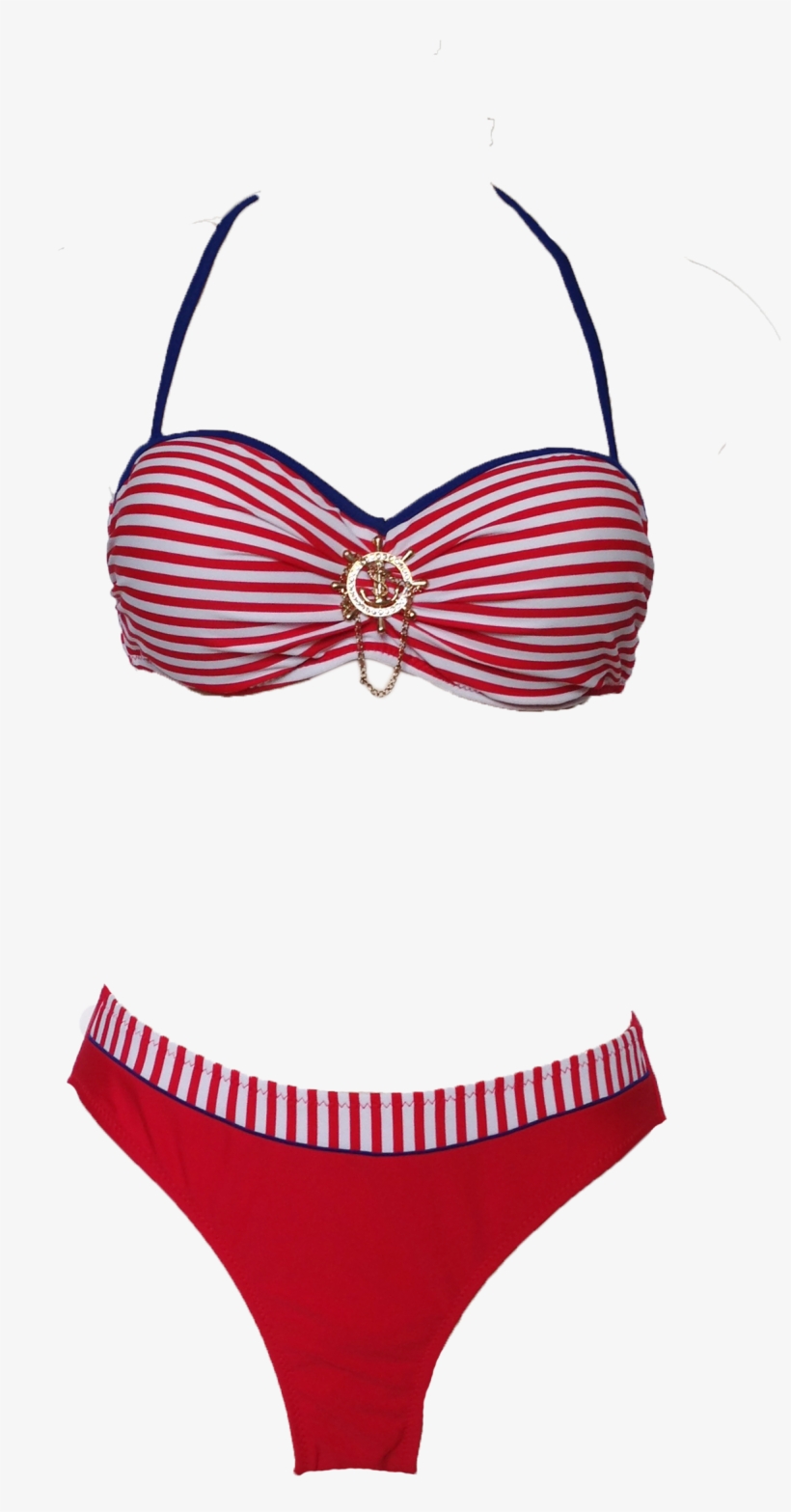 Nautical Red Balconet Bikini - Swimsuit Bottom, transparent png