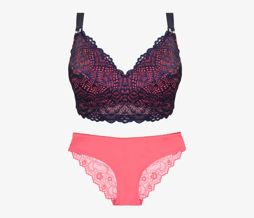 Bra Coral Bikini Brief Set Seta08 2109bikinibrief - Maternity Bras Png, transparent png