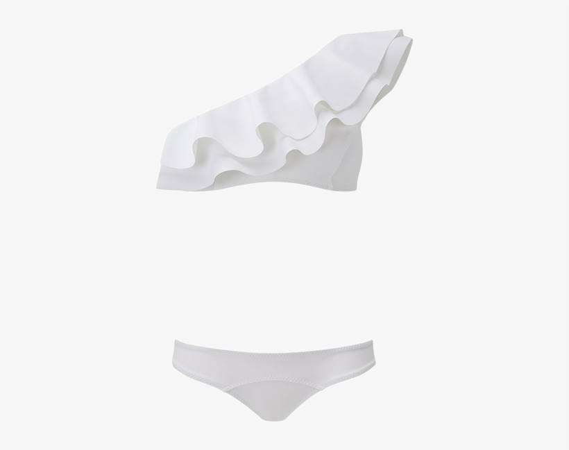 Arden White Bonded Double Ruffle Bikini - Bikini, transparent png