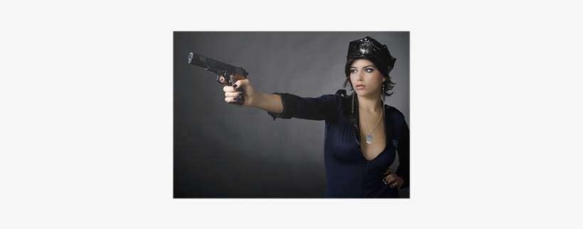 Sexy Police Woman With Gun, transparent png