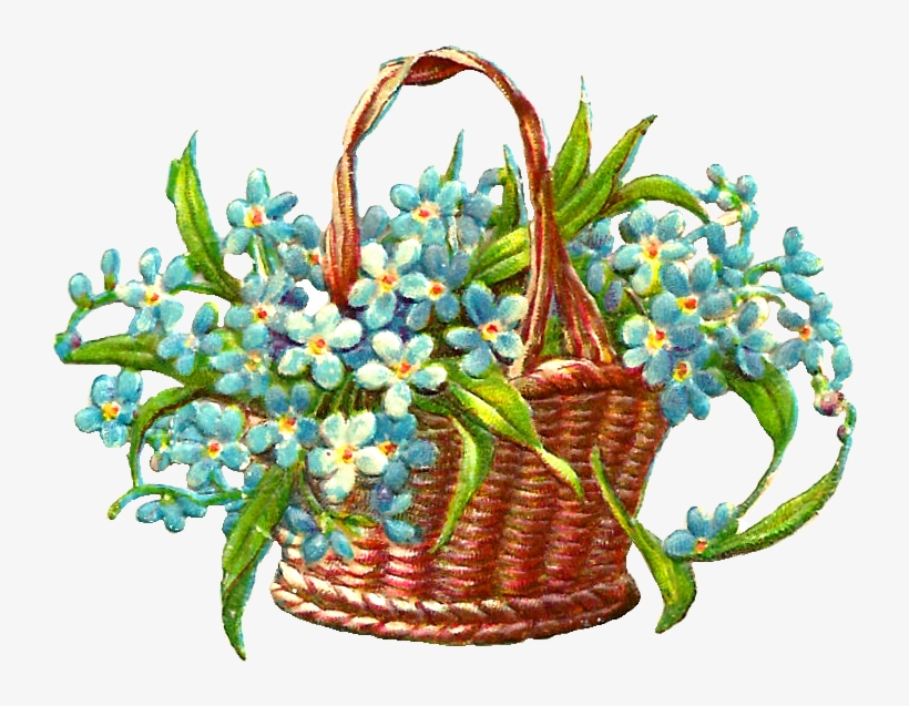 Forget Me Not Flower Clip Art - Flowers In Basket Clip Art, transparent png