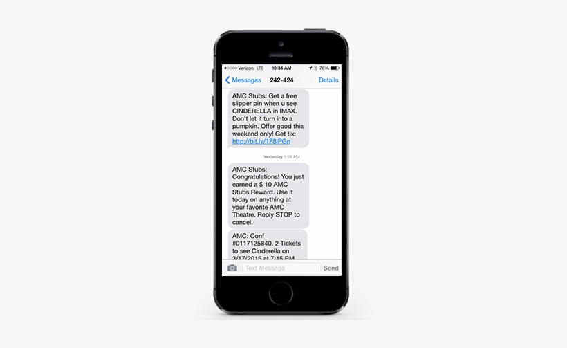 Amc Theatres Text Messaging Displayed On Iphone - Mobile Mensajes De Texto, transparent png