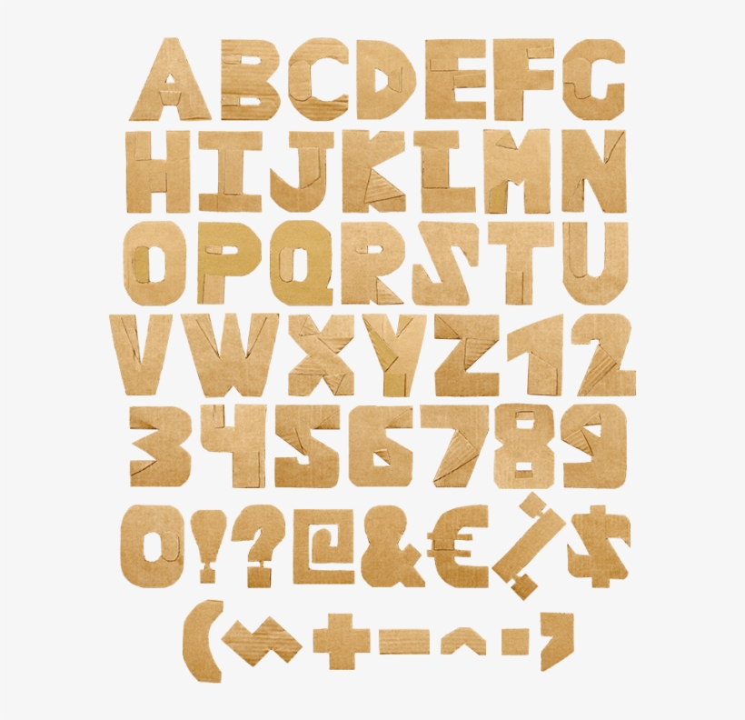 Cardboard Cut Yellow Font - Cardboard Font, transparent png