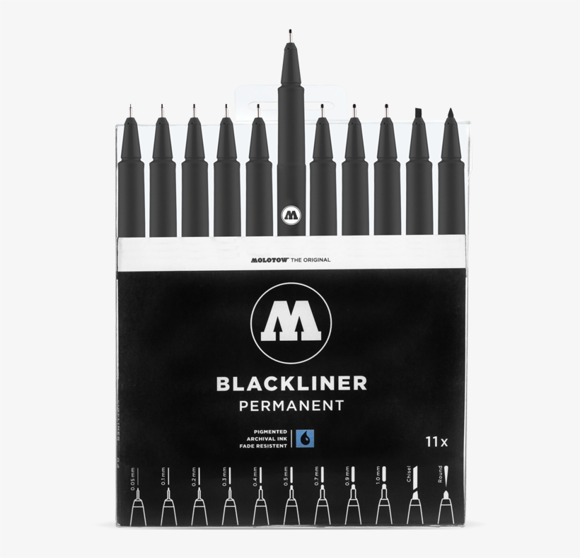 Blackliner Complete Set - Molotow Black Liner Complete Set, transparent png