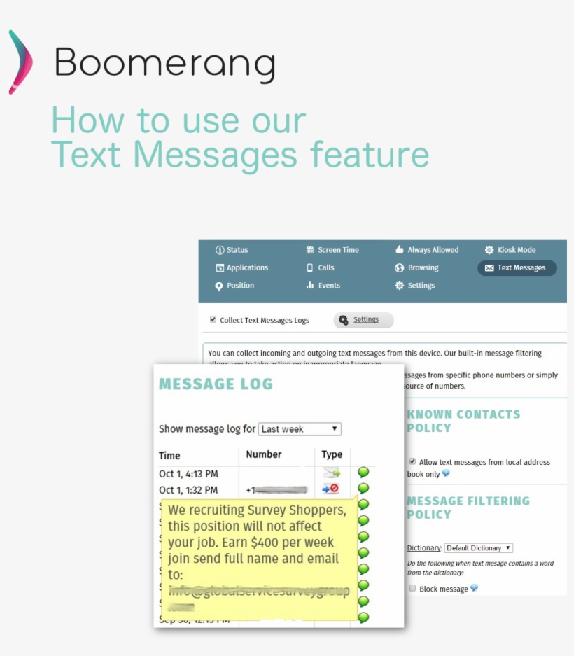 Howto Use Text Messages Feature - Boomerang, transparent png