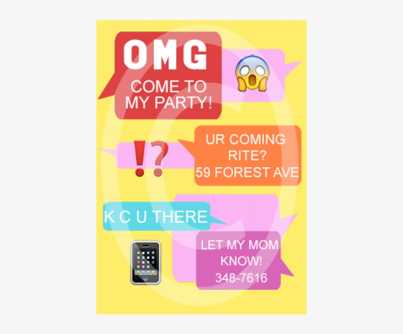 Text Message Birthday Invite - Text Message Birthday Invitation, transparent png