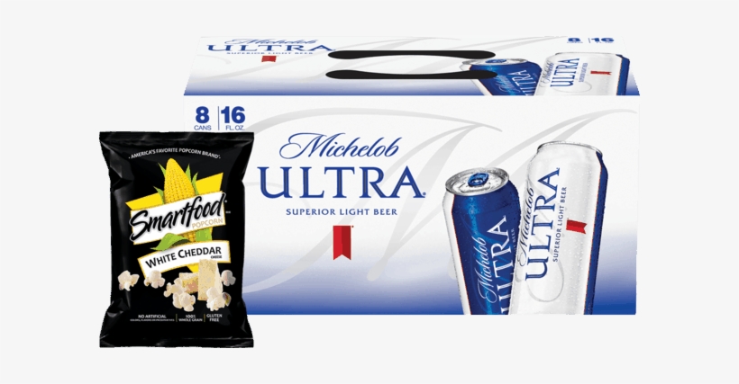 00 For Michelob Ultra® And Smartfood® Popcorn Combo - Michelob Ultra Light Beer, 8 Pack, 16 Fl Oz, transparent png