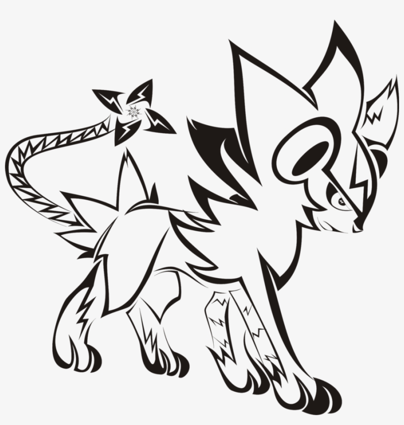 Tribal Luxray Tattoo By Newtoniannocturn On Deviantart - Luxray Black And White, transparent png