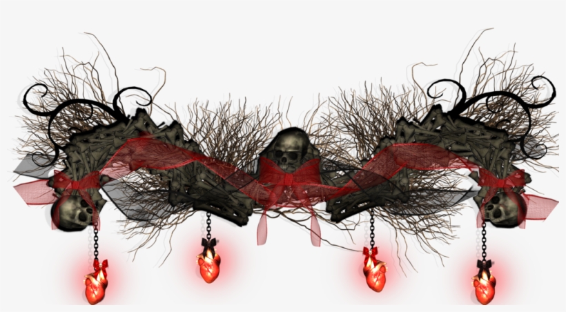 Gothic Skull And Bones Valentine Garland Lights - Gothic Skull And Bones, transparent png