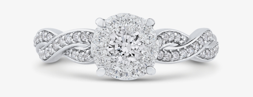 10k White Gold 3/4 Ct White Diamond Halo Fashion Ring - Don Basch Jewelers, transparent png