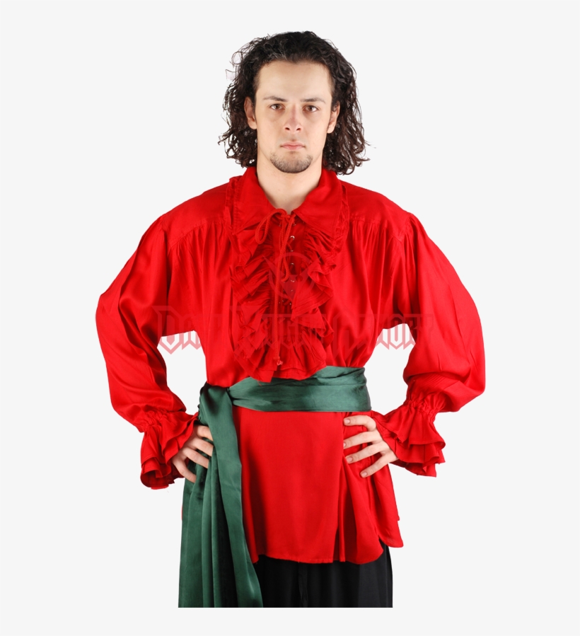 Pirate Bandana Png Download - Medieval Poet's Pirate Shirt Costume [red] (xx-large), transparent png