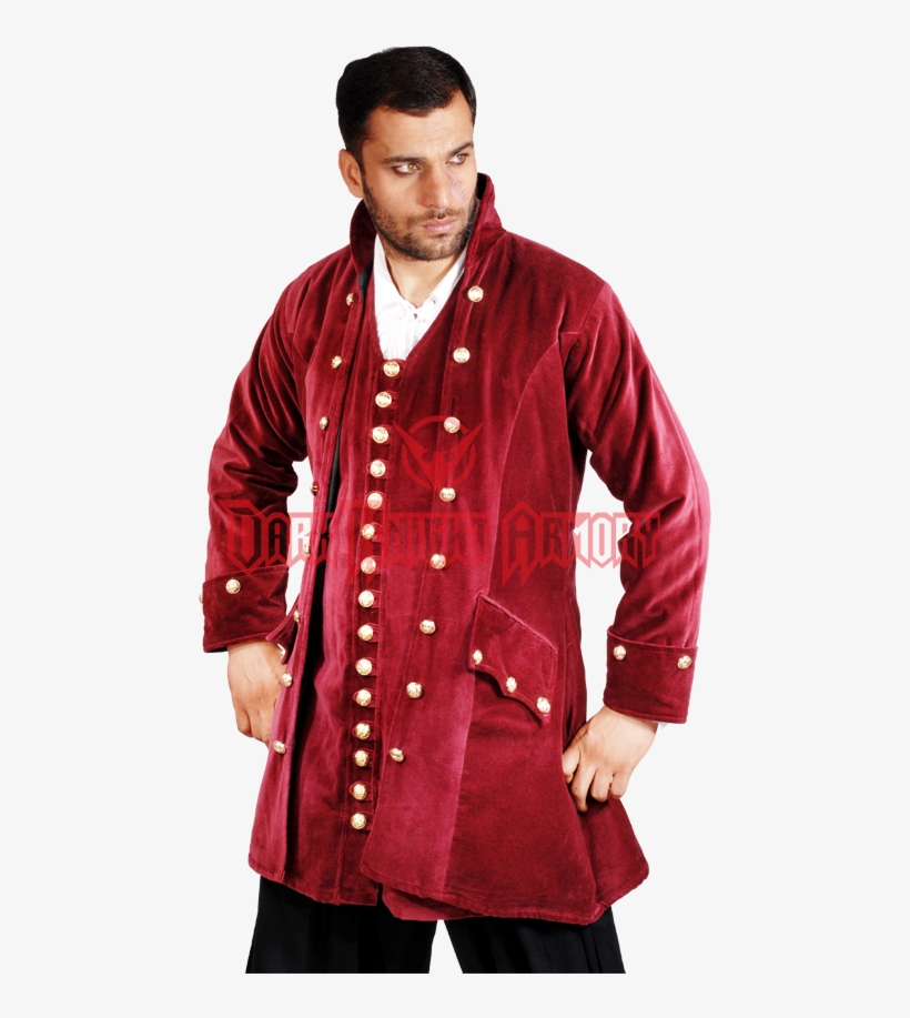 Plus Size Pirates Captain England Red Velvet Coat - Pirate Coats, transparent png