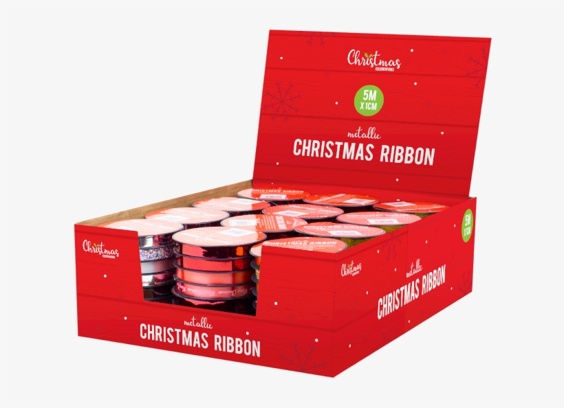 Metallic Christmas Ribbon 1cm X 5m - Box, transparent png