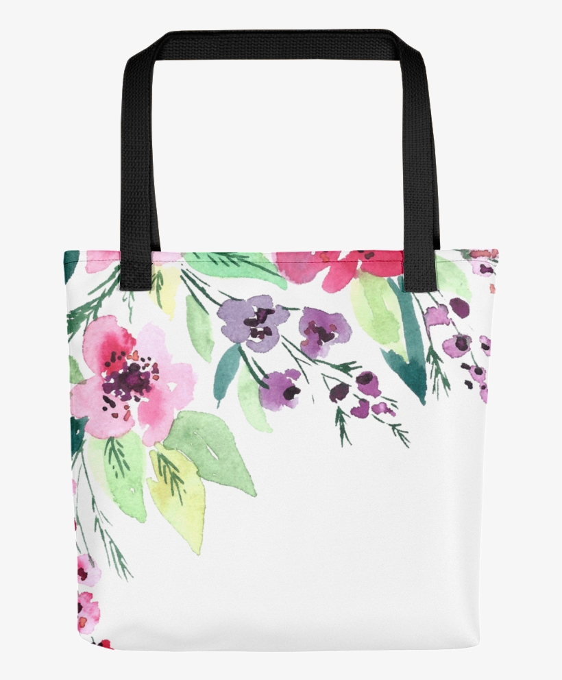 Watercolor Flowers Tote Bag - Canvas Print, transparent png