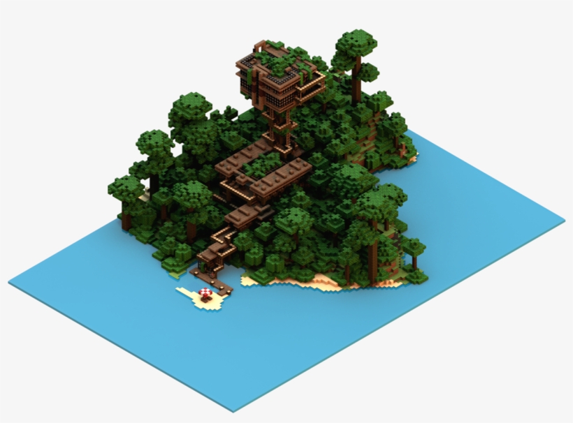 Pixel Art Isometric Treehouse, transparent png