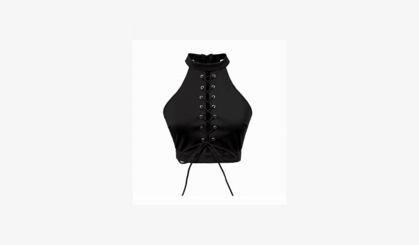 51076 Lace Up Crop Top - Little Black Dress, transparent png