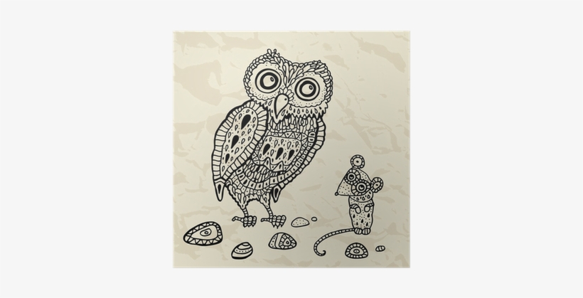 Decorative Owl And Mouse - Eule Und Maus, transparent png