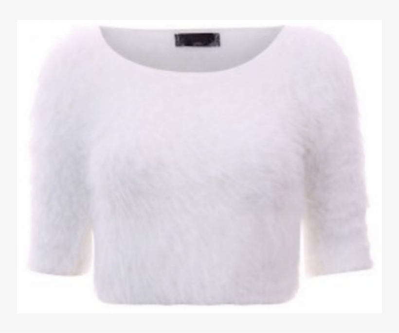 Fluffy White Crop Top, transparent png