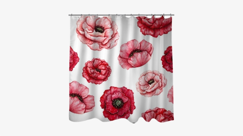 Seamless Pattern Of Watercolor Red And Pink Poppies - Poppy, transparent png