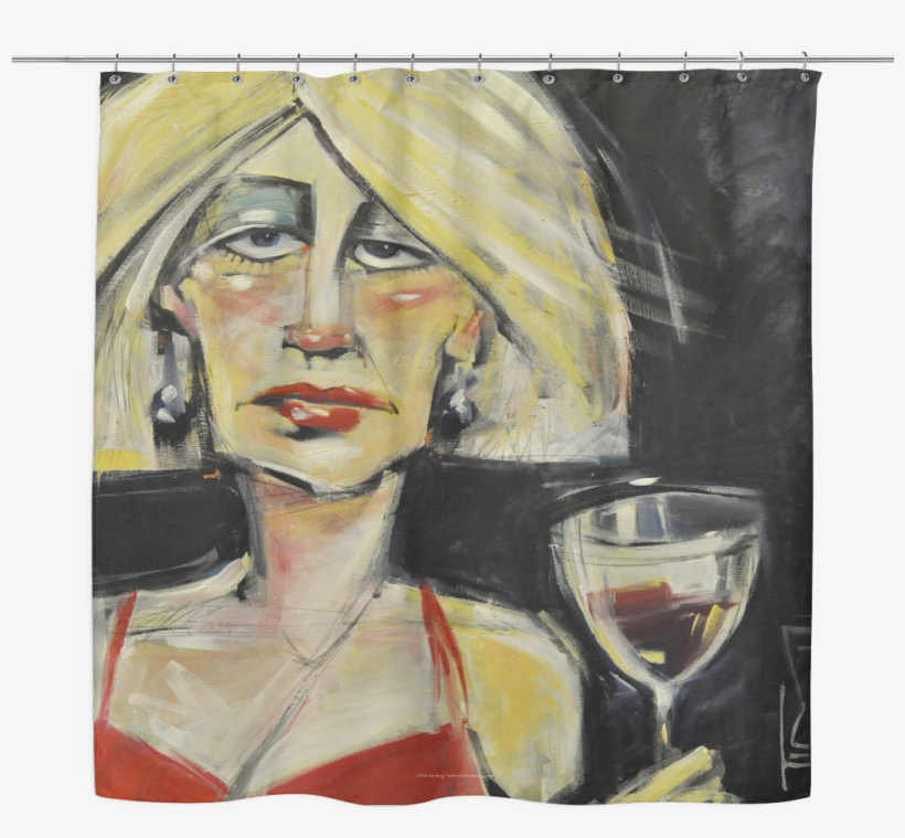 Woman In Need Of Red Wine Woven Oxford Cloth Shower - 24x18 Giclee Print:giclee Print At The Gala By Tim, transparent png