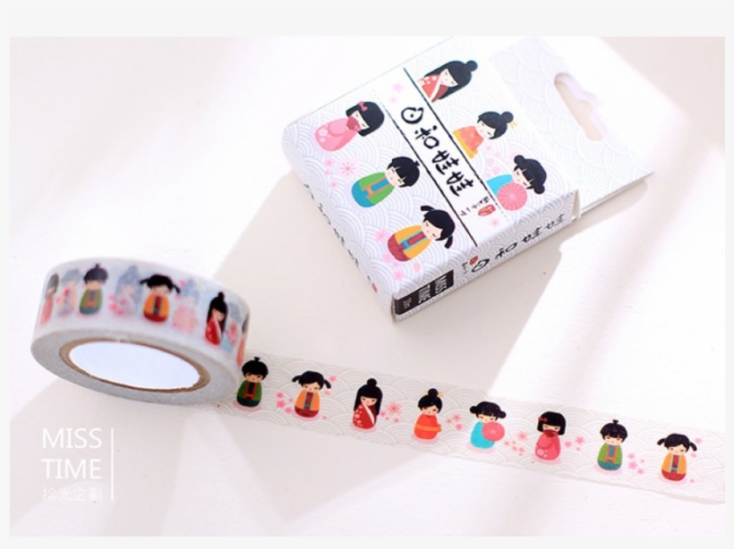 Miss Time Kokeshi Dolls Masking Tape, transparent png